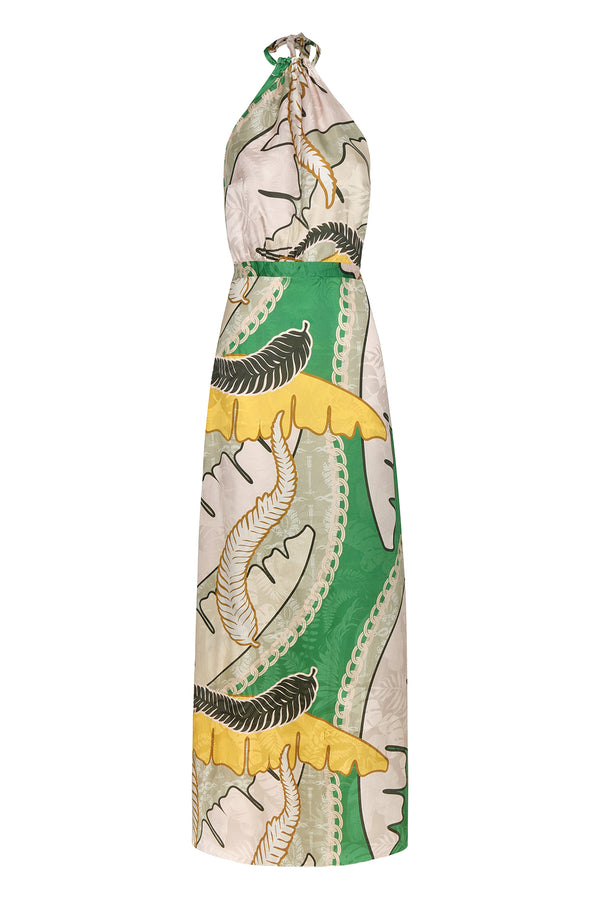Magdalena Silk Jacquard Maxi Dress / Green